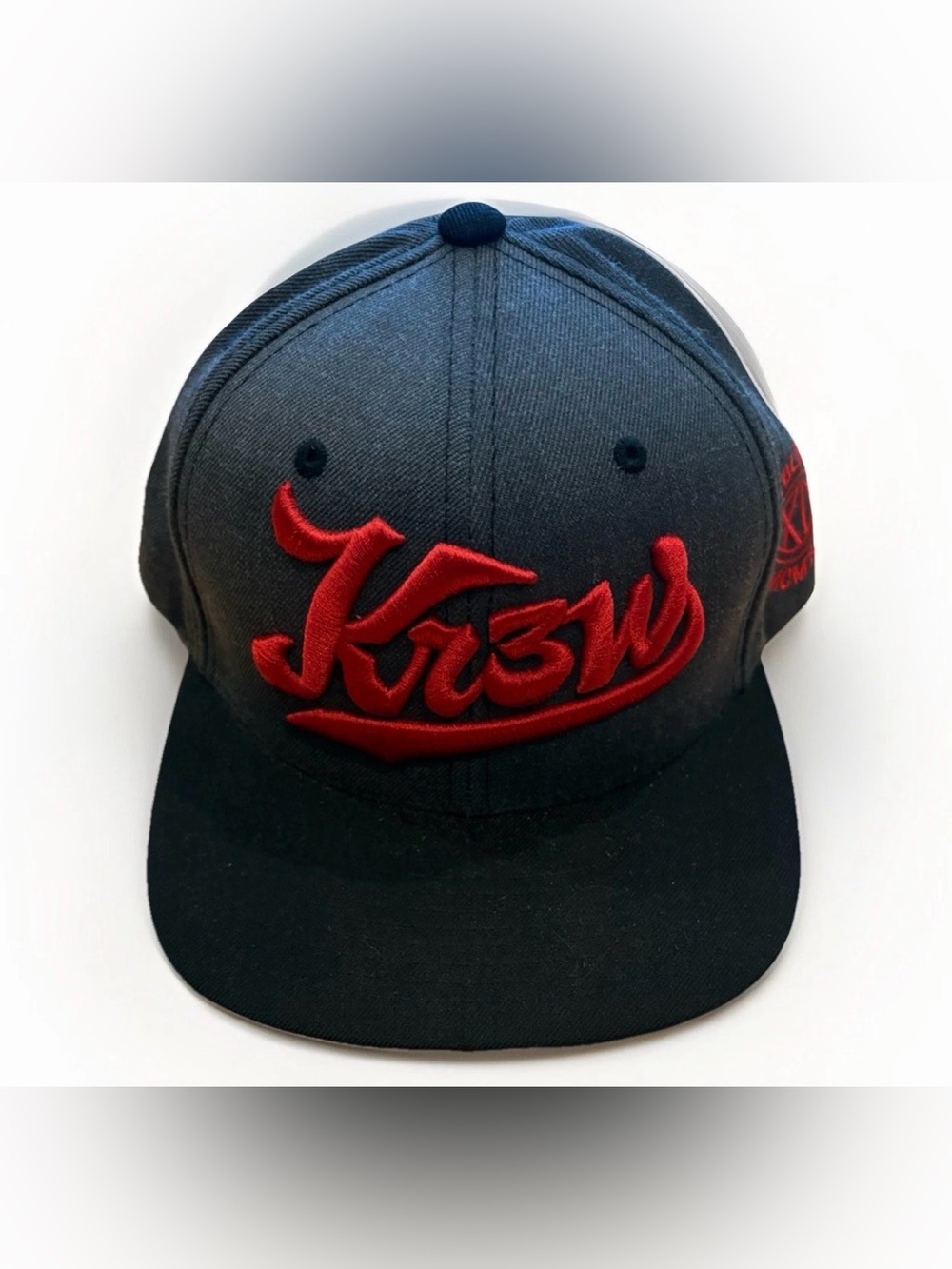 KR3W Kids Charcoal & Black Snapback with Red Embroidered Logo